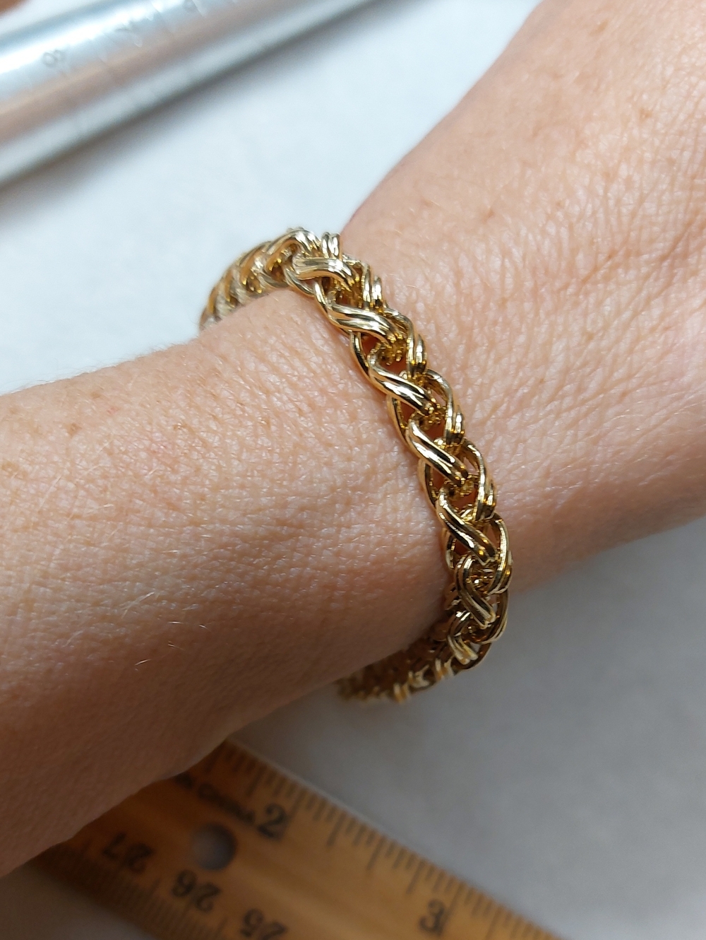 Gold Plated Basket Weave Bracelet Or Ankle Bravelet Mens Womans - Picture 2 of 7